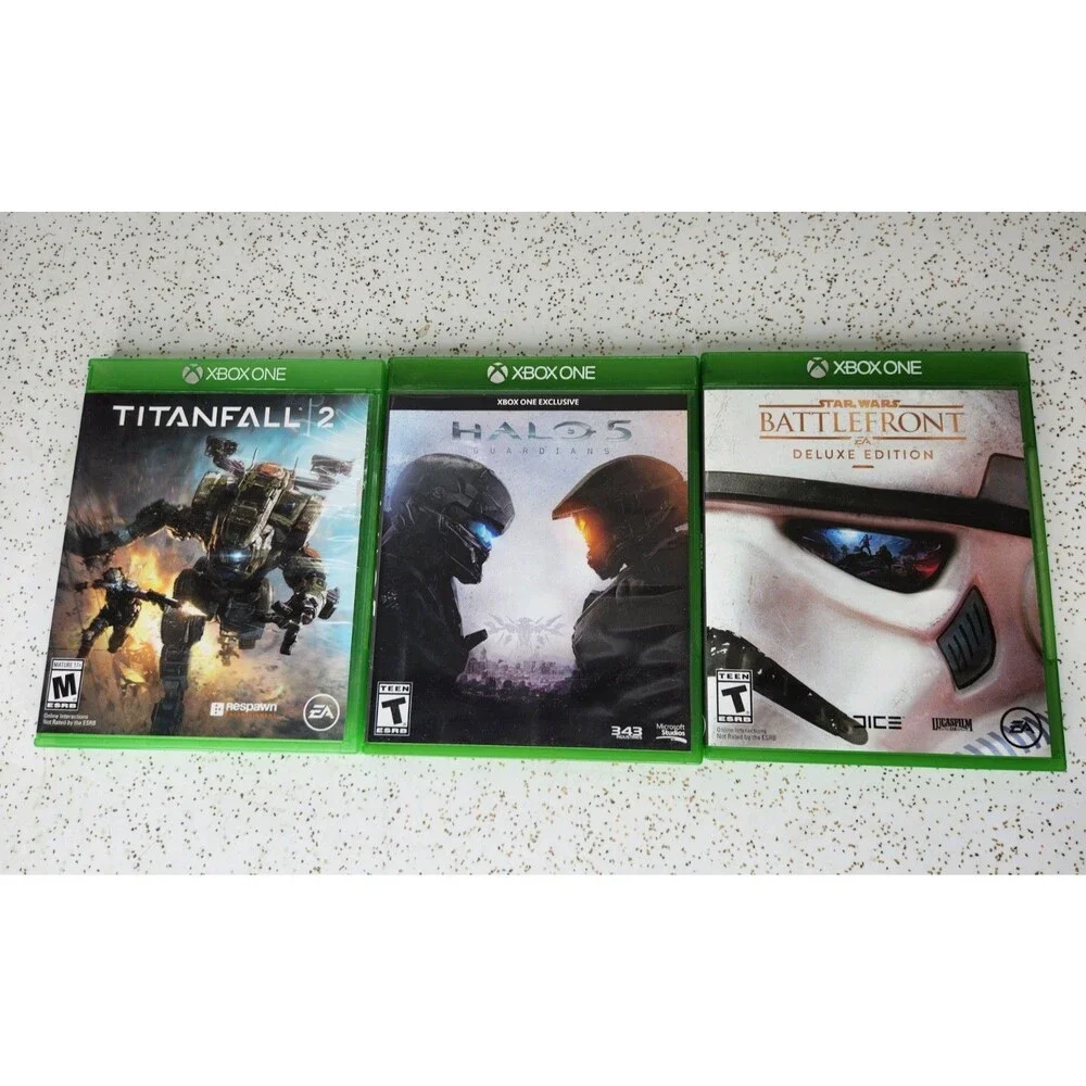 Xbox One Mixed Lot of 3 Video Games Star Wars Battlefront, Halo 5 & Titan Fall 2